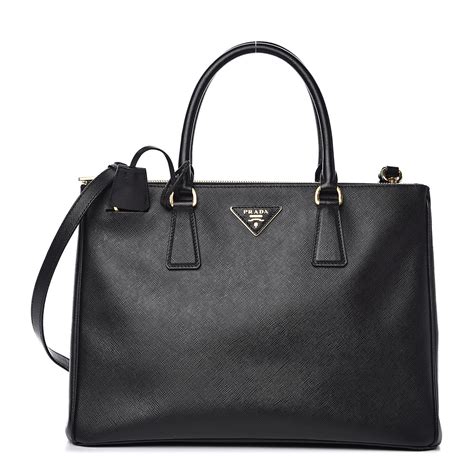 prada black saffiano leather large galleria double zip tote|prada medium saffiano leather bag.